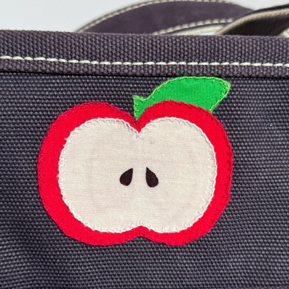 Lands' End Navy Blue Canvas Tote Bag with Embroidered Apple Teacher Gift - Picture 3 of 9